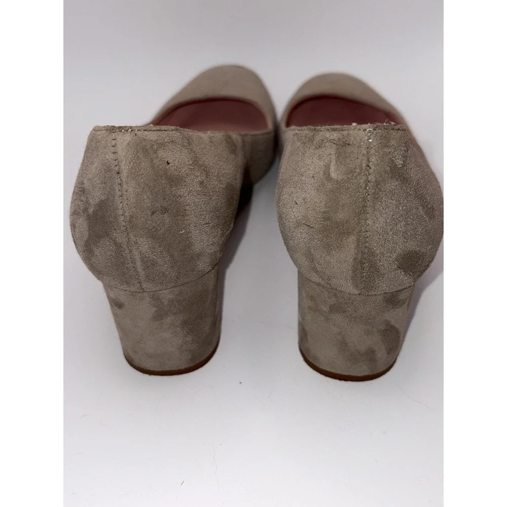 Kate Spade New York Taupe Suede Block Heel Square Toe Pumps Made in Italy 7.5 M